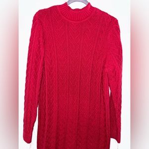 NWOT Red Sweater Dress, Fall Dress, Heart Pattern, Knit Dress